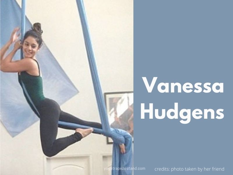 Vanessa Hudgens doing aerial yoga